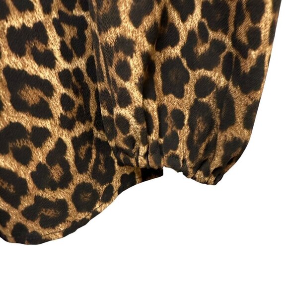 MICHAEL Michael Kors Leopard Print Top Medium Gold Metallic Trim Tunic Blouse - Picture 9 of 11